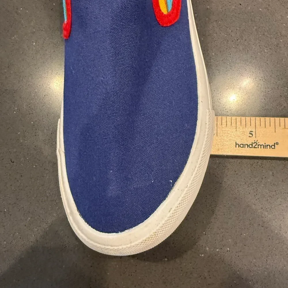 Blue and Red canvas upper Slip-On deck Sneakers